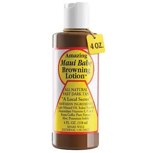 Maui Babe Browning Lotion - Natural Hawaiian Tan Accelerator with Vitamins & Antioxidants - Moisturizing Formula for All Skin Types - Made in USA - 4 fl oz