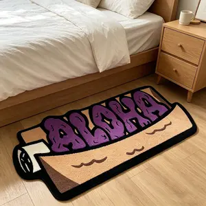 Ultra-Trendy ALOHA Letter-Shaped Runner Rug  A Low Pile Carpet! Featuring a Vintage Surf-Style Aesthetic, This Home Rug Is Exquisitely Soft and Non-Slip Perfect as a Decorative Bedside Accent in the Bedroom, and a Durable Indoor Floor Mat.