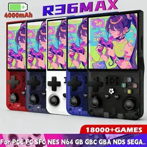 Portable Handheld Game Console R36max, Handheld Gaming Console, 64GB Memory, IPS Screen, Smooth Linux System, USB Rechargeable Battery, Dual Joystick, HD Classic Gameplay