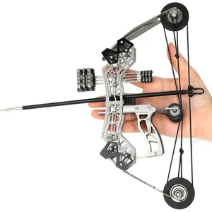 Compound Bow Set (Hunting/Archery Practice/Fun & Games) Stainless Steel Bow Blade with 5-Point Mechanical Sight Brush Arrow Table Target Tool Included as Standard