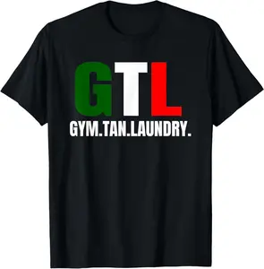100% Cotton Gym Tan Laundry GTL New Jersey Garden NJ Shore Italian Flag T-Shirt