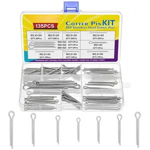 11 Values Cotter Pin Kit 304 Stainless Steel Small Cotter Pins Large Split Pins Hardware Pins Set for Automotive Machinery Repairs DIY Crafts (Pack of 135 count)