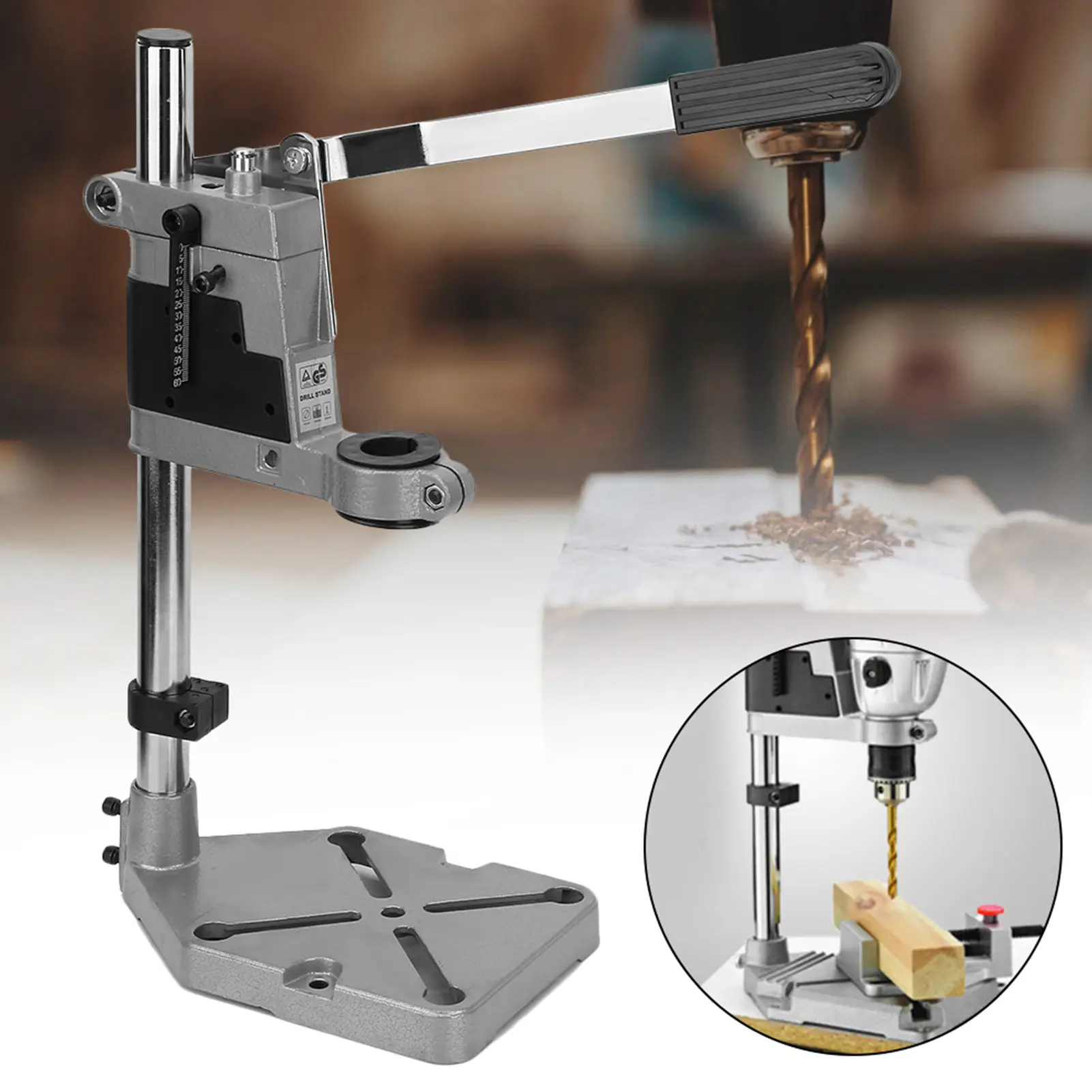 Universal Drill Press Stand, Heavy Duty Drill Guide Holder for Workbench, DIY Woodworking & Metalworking