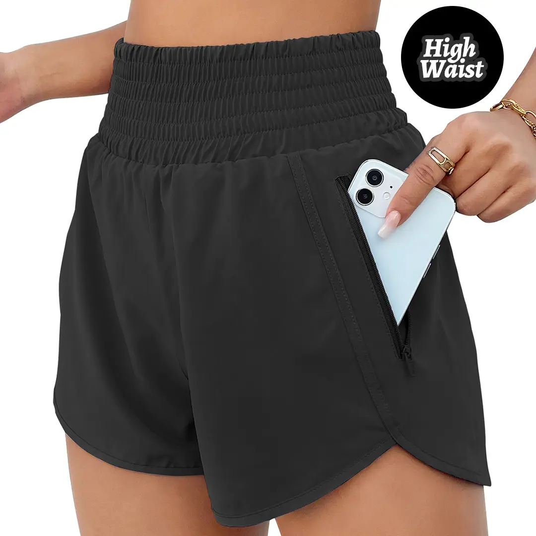 BMJL Women's Athletic Shorts High Waisted Running Shorts Pocket Sporty Shorts Gym Elastic Workout Shorts #September Restock Campaign
