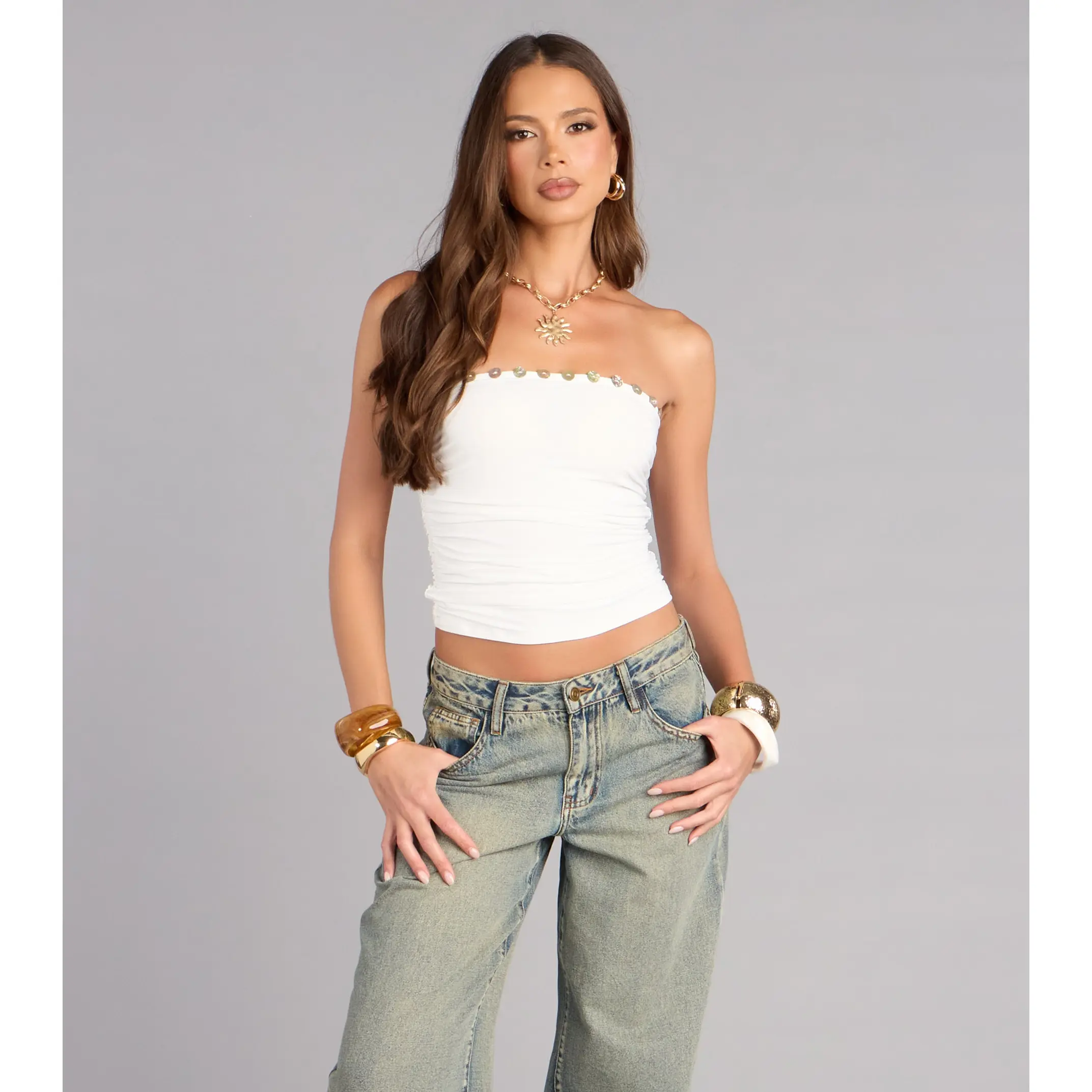 Plans Set Tube Button Crop Top