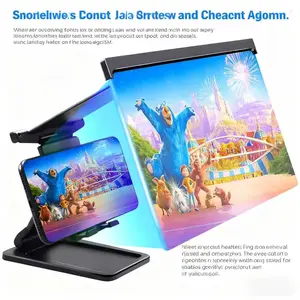 12 Inch 2-In-1 Phone Screen Magnifier + Stand, 3D HD Mobile Projection Screen for Movies Videos, Foldable Smartphone Holder, Portable Phone Stand