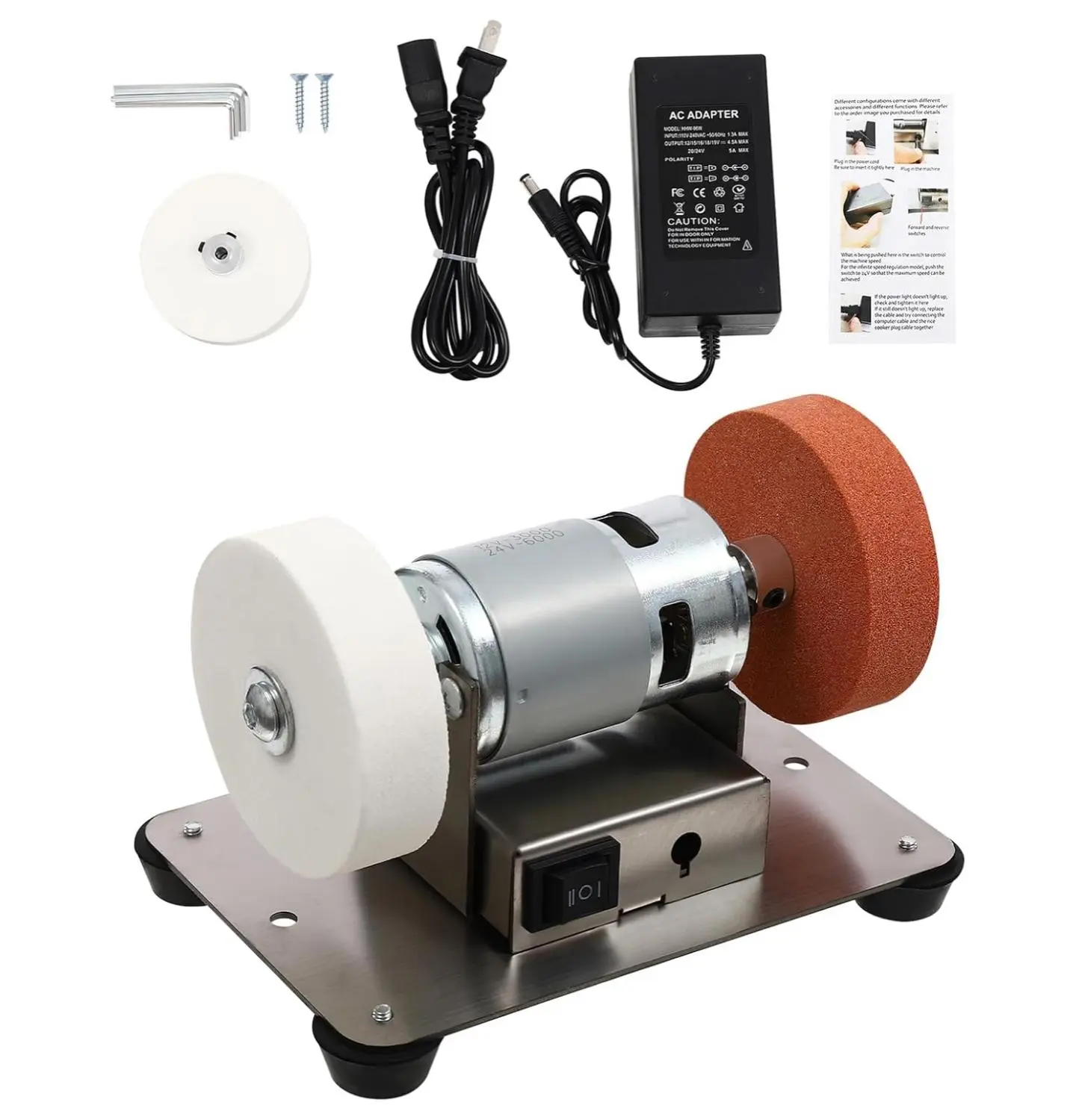 Electric Mini Bench Grinder Sharpener - 96W Power Benchtop Sander with Metal Compatibility, Switch for Reverse, Flexibility, 6.3 * 3.9 * 3.9In Multi-Purpose Tool for Woodworking, Knife Making