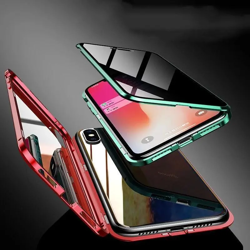 Privacy Magnetic Adsorption 360 Protect Case for Iphone 12 13 Mini 11 14 15 16 17 Pro Max Xs Xr 7 8 Plus Tempered Glass Antispy Cover