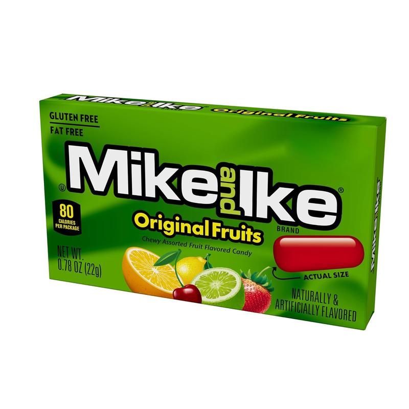 Mike and Ike Original Fruits Candy, Pack of 24 Boxes - 0.78 Ounce Each, Sweet Bonbon, Gluten Free, Fat Free, Nostalgic Indulgence