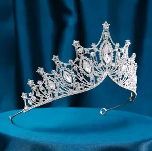 Luxury Fashion Bridal Crown - Zinc Alloy with Sparkling Rhinestones & Glass Gems, Suitable for Weddings, Parties, Birthdays, and Special Occasions