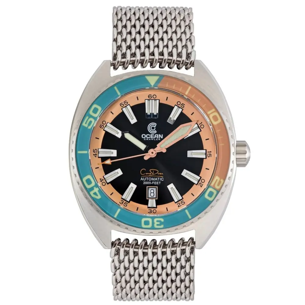 Ocean Crawler Core Diver 2024 Aqua Salmon 44mm Automatic Men Watch Swiss Sellita SW200-1