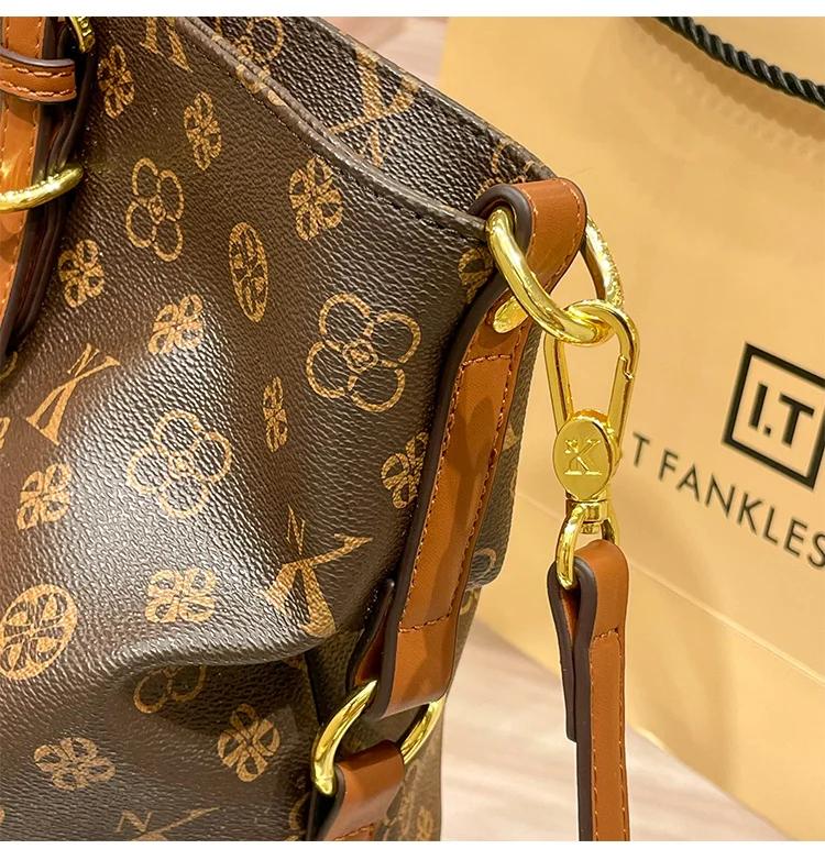 New style genuine leather women's tote hand held large bag file bag large capacity high end large bag curve tote bag