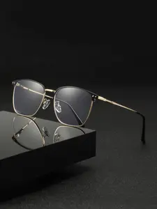 Men's Metal Brow Bar Half Frame Square Glasses, Stylish Square Frames, Vintage Style, Durable Stainless Steel Frame, Fashionable Unisex Computer Eyewear