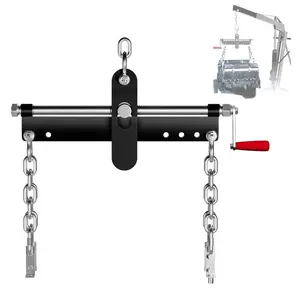 Black Engine Load Leveler,Engine Hoist Leveler with Ball Bearing,2 Chains and Adjustable Handle,Engine Hoist Shop Crane Accessory for Up to 1500lbs