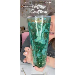 24oz Acrylic Dual Drip Teal and gold