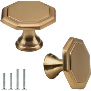 10 Pack Champagne Bronze Cabinet Knobs Octagon /8 Inch(35mm) Zinc Alloy Dresser Drawer Knobs Kitchen Cupboard Pulls Bathroom Furniture Hardware