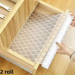 Drawer Liner, 2 Rolls Waterproof & Grease Resistant Refrigerator Mat, Plastic Drawer Mat for Home Kitchen Dining Room Dormitory, Waterproof Placemat