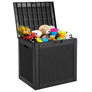 32-Gallon All-Weather Deck Box with Lock | Waterproof Outdoor Storage for Patio, Pool & Garden | Multi-Functional Bench & Table