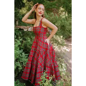 Madonna Dress in Red Plaid