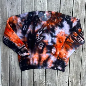 Black & Orange Ice Dye Crewneck Sweatshirt