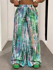 Women's Long Pants, Casual Loose-Fit Woven Fabric, Pockets, Boho Casual Trousers, Summer Fashion, Moderate Thickness, Comfortable Daily Wear, Ladies' Clothing
