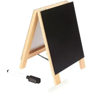 Double Sided Chalkboard Stand and Dry Erase Sign - Dual Tabletop Easel