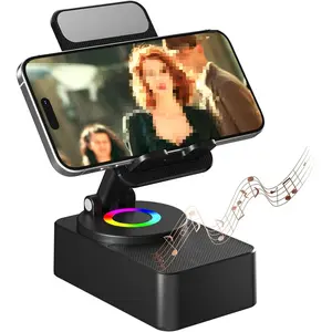 Wireless Bluetooth Speaker with Phone Stand - HD Surround Sound & LED Colour Changing Lights | Anti-Slip Base for Desk, Compatible with iPhone/iPad/Android
