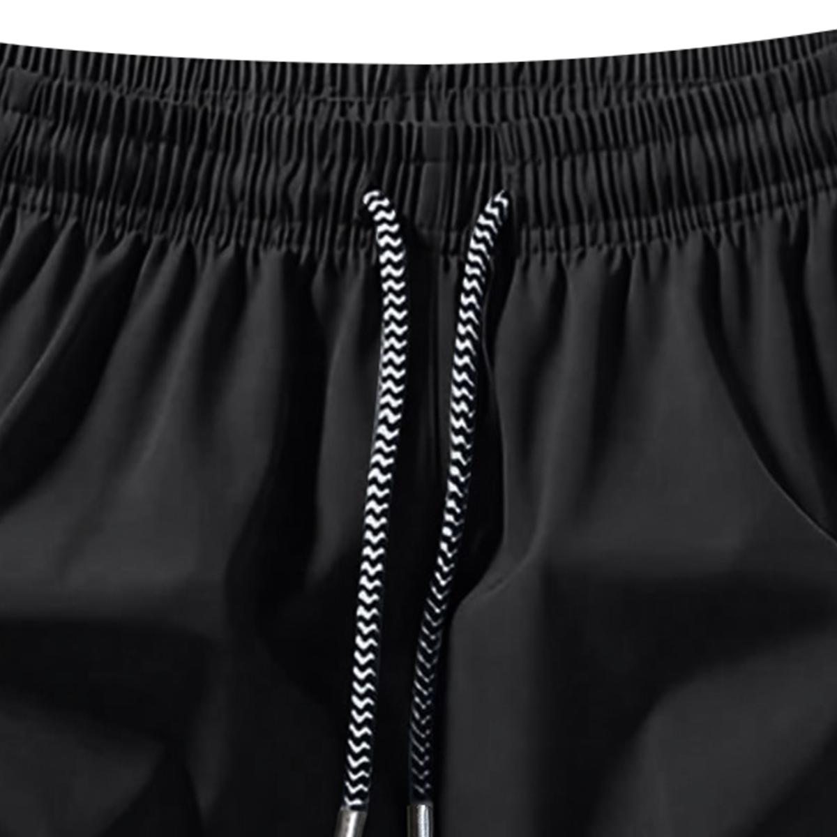 Men's Solid Color Casual Shorts Five-Piece Set, With Zipper Pockets, Summer Fashion Drawstring Sports Shorts, Suitable For Gym And Outdoor Wear