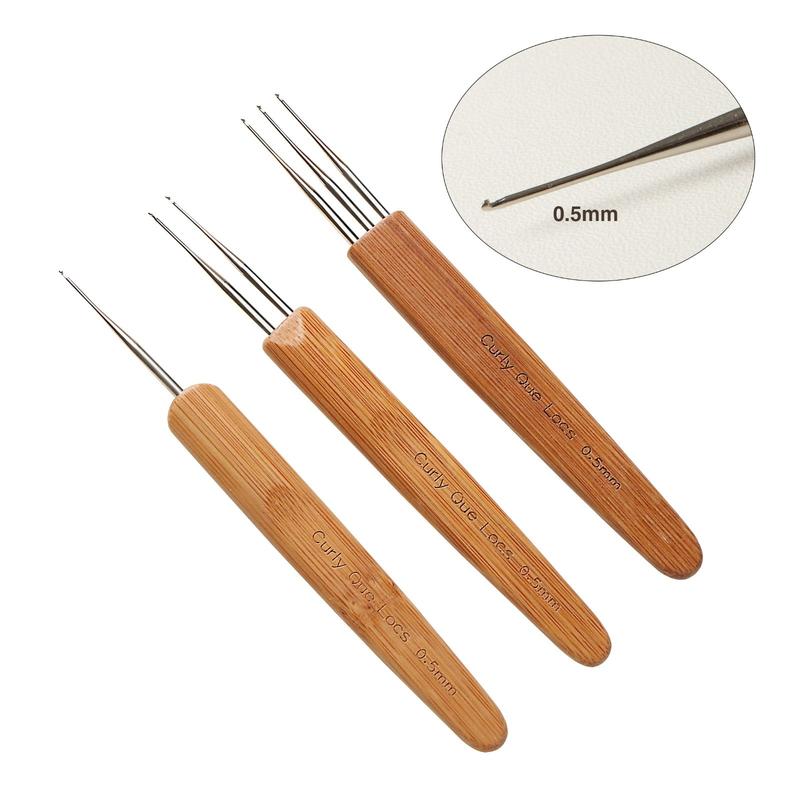 Single, Double, or Triple 0.5mm Crochet Dreadlock Tool with Bamboo Handle