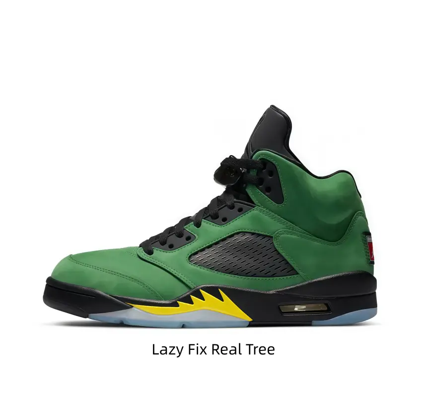 Green Suede High-Top Sneakers with Black Mesh & Yellow Flame Accents