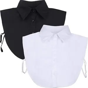 2 Pcs Fake Collar Detachable Collar for Women Shirts Dickey Half False Blouse Dickey (Black/White) - Home Improvement.