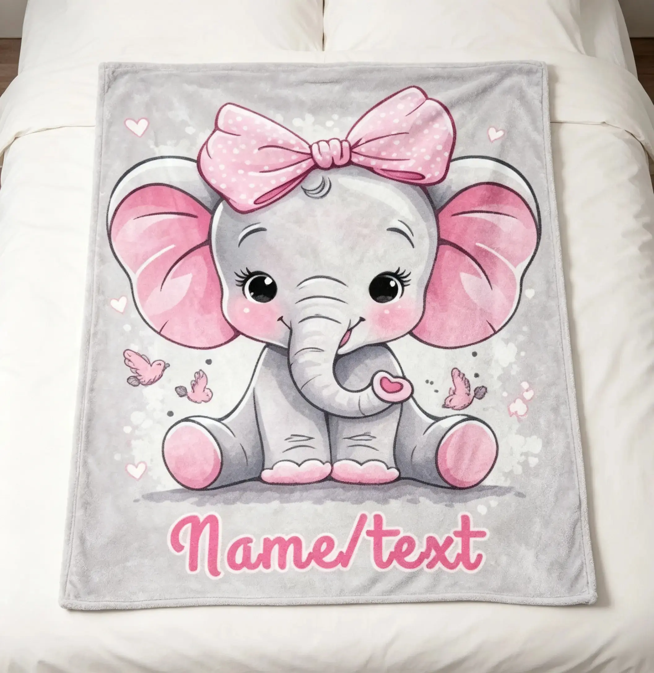 Personalized Pink Elephant Baby Girl Blanket with Custom Name, Soft Flannel Lightweight Nursery Crib Throw, Unique Newborn Baby Shower Gift Toddler Room Decor Thermal Bedding Custom Animal Theme Present Cute Aesthetic Mom to Be Must Have Essentials 2024!