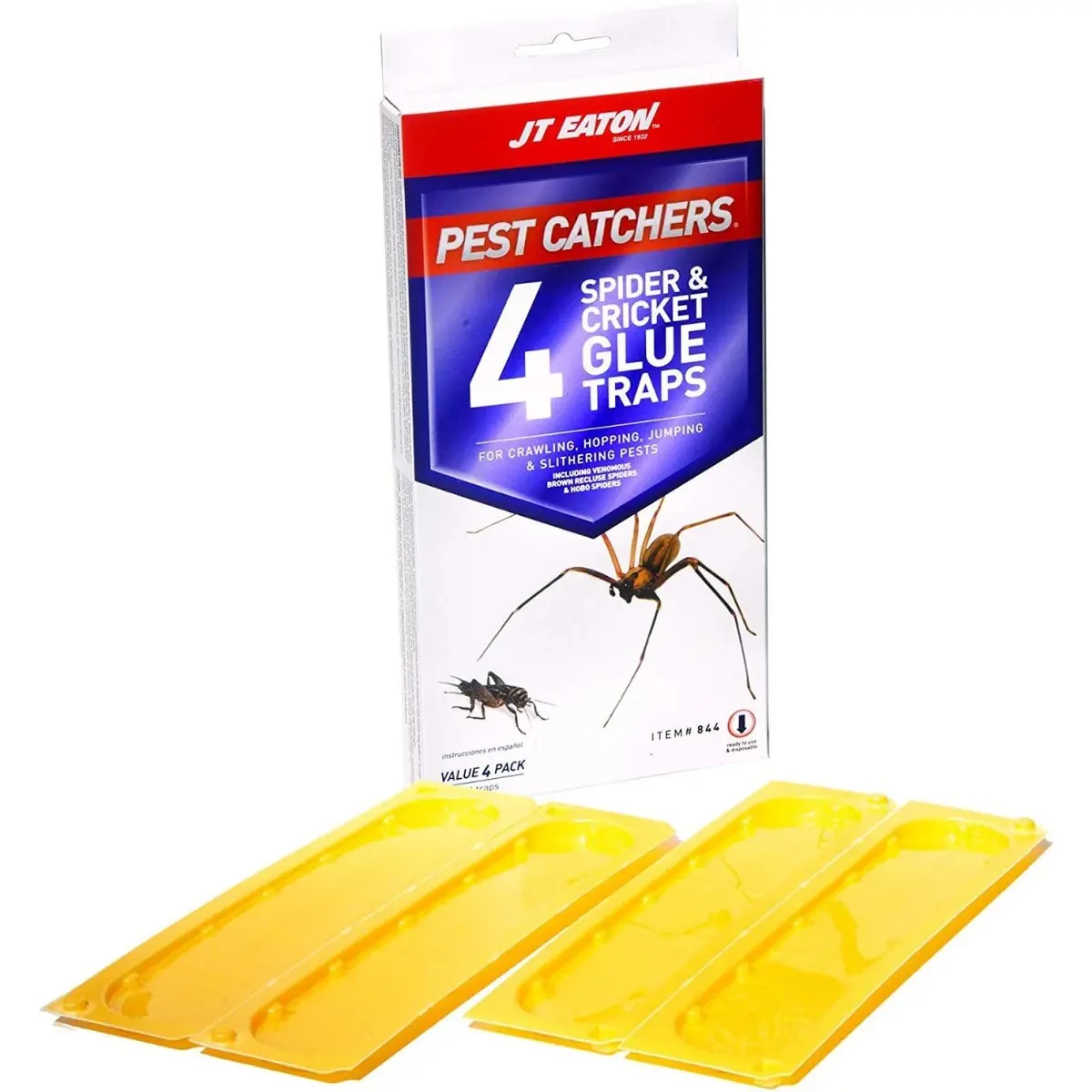 Pest Catchers Spider & Cricket Glue Traps, Non-Toxic, Mess-Free Glue Trays for Small Pests, 4 Pack
