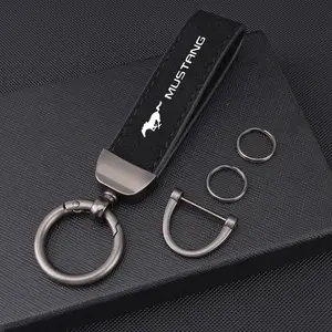 Car Metal Key Chain, Auto Leather Keyring Accessories, Compatible with Ford Fusion Mustang Explorer F150 F250 F350 Ecosport Edge S-Max Ranger