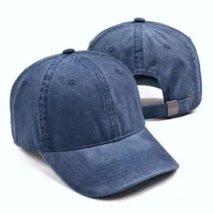 High-quality vintage washed denim baseball cap for spring/summer outdoor activities, sunshade cap, unisex fitted cap