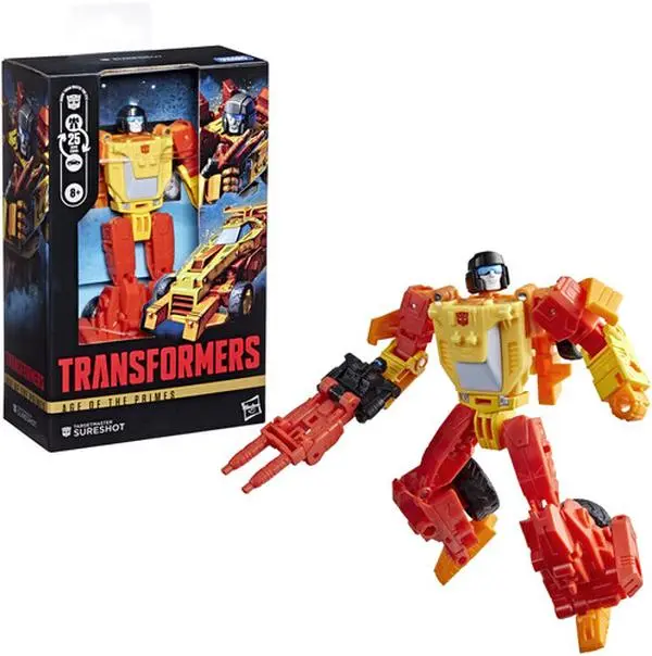 Hasbro Transformers Age of the Primes Deluxe Class Targetmaster Sureshot Action Figure - 5.5 in, 2 Figs, Collectible for Boy (8-10 Years), TV/Movie Character, Converts Between Robot & Dunebuggy Mode, Choking Hazard Small Parts