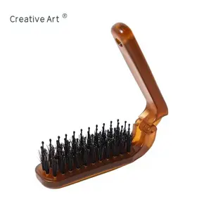 Narrow Tooth Hair Brush, Detangling Hair Brush, Puff Styling Makeup Comb, Foldable Comb, Amber Folding Hairbrush, Single Item, Heatless Styling Tool, Boar Bristle Brush