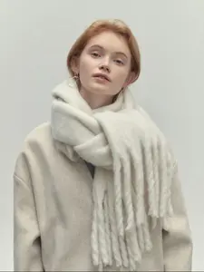 Solid Color Tassel Decor Shawl, Casual Soft Warm Thick Scarf for Fall & Winter, Fashion Minimalist Accessories for Women & Men