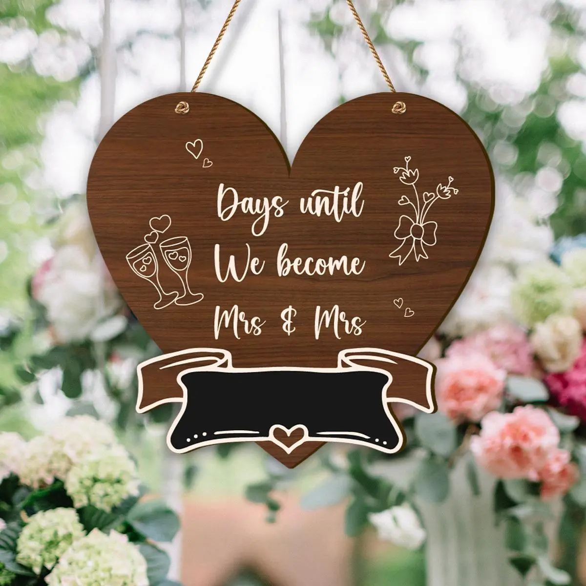 Wooden Wedding Countdown Plaque, Engagement Countdown Sign, Desktop Plaque for Home Decor, Engagement Gift for Couple, Home Decor Gifts, Wedding Signage