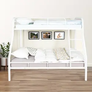 Twin Over Full Heavy-Duty Metal Bunk Bed – Sturdy Design with Safety Guardrails, Angled Ladder, Underbed Storage, and 800 lbs Capacity – Ideal for Kids and Teens.
