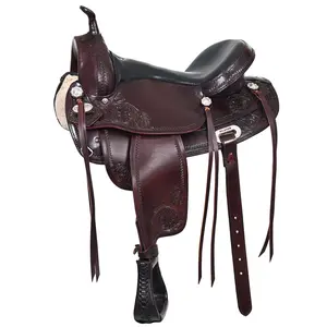 HILASON Western Horse Saddle American Leather Treeless Trail Pleasure | Barrel for Horses