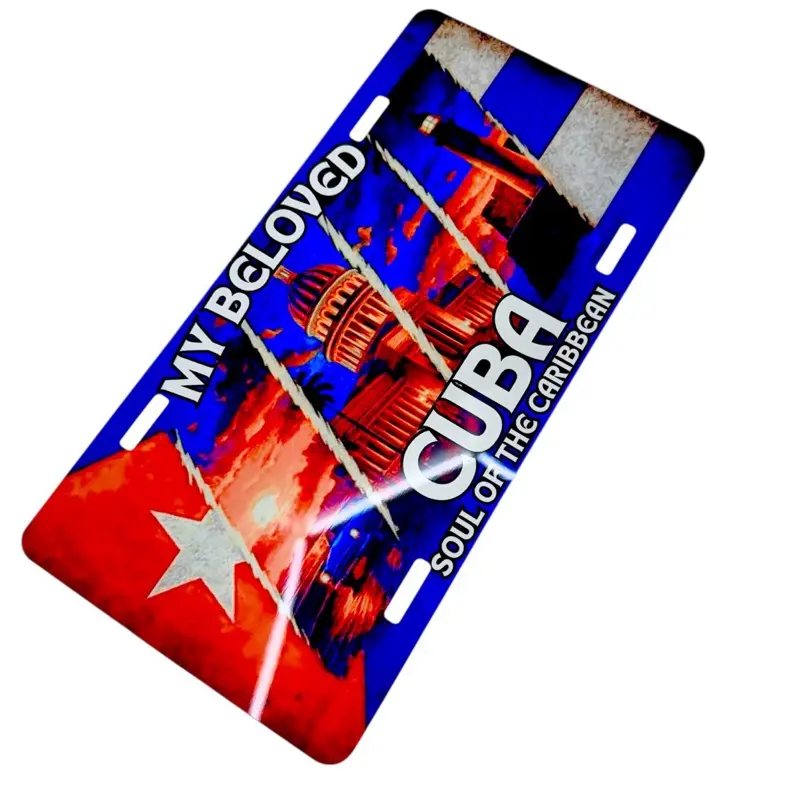 Custom Cuban Theme Car License Plate - Caribbean Culture-Inspired Automotive Exterior Accessory for Cars, Motorcycles