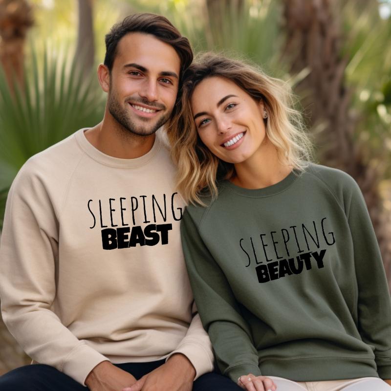 Sleeping BeautyBeast Matching Hoodie, sweatshirt for women,married couple gifts, valentines day gift, couples shirts