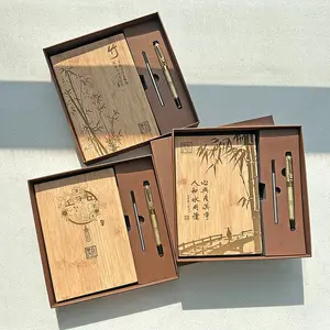 CHINSIKOL Chinese Style Soft Leather Notebook Set, Vertical Striped Cover with Traditional Embossed Design, Thick Comfortable Pages Perfect for Personal Use or Gifting, Vintage Leather Journal