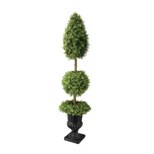 60" Boxwood Wreath Base Ball Cone Urn by Valerie