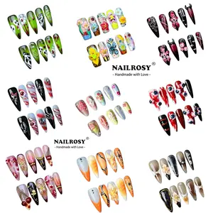 Random Design Goth 3d Floral Acylic Handmade Press On Nails Kit Middle Almond Coffin Beige And White Elegant Minimalist Old Money Japanese Style Modern Korea Style Fresh Design Chic French Style Neutral Classical Cat Eye Christmasdecor