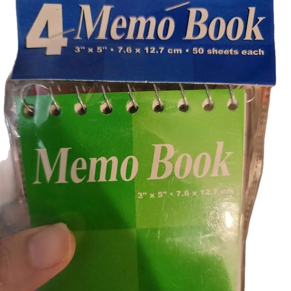 2 pc Memo Book 50 Sheets Pack of 4  (3 x 5 7.6 x 12.7 cm Spiral Bound Notepad for Notes and Reminders Compact Size Ideal for Students Professionals