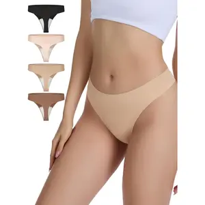 Camel Toe Thongs for Women 4 Pack Seamless No Show Concealer Thongs Invisible Cameltoe Proof Workout Underwear