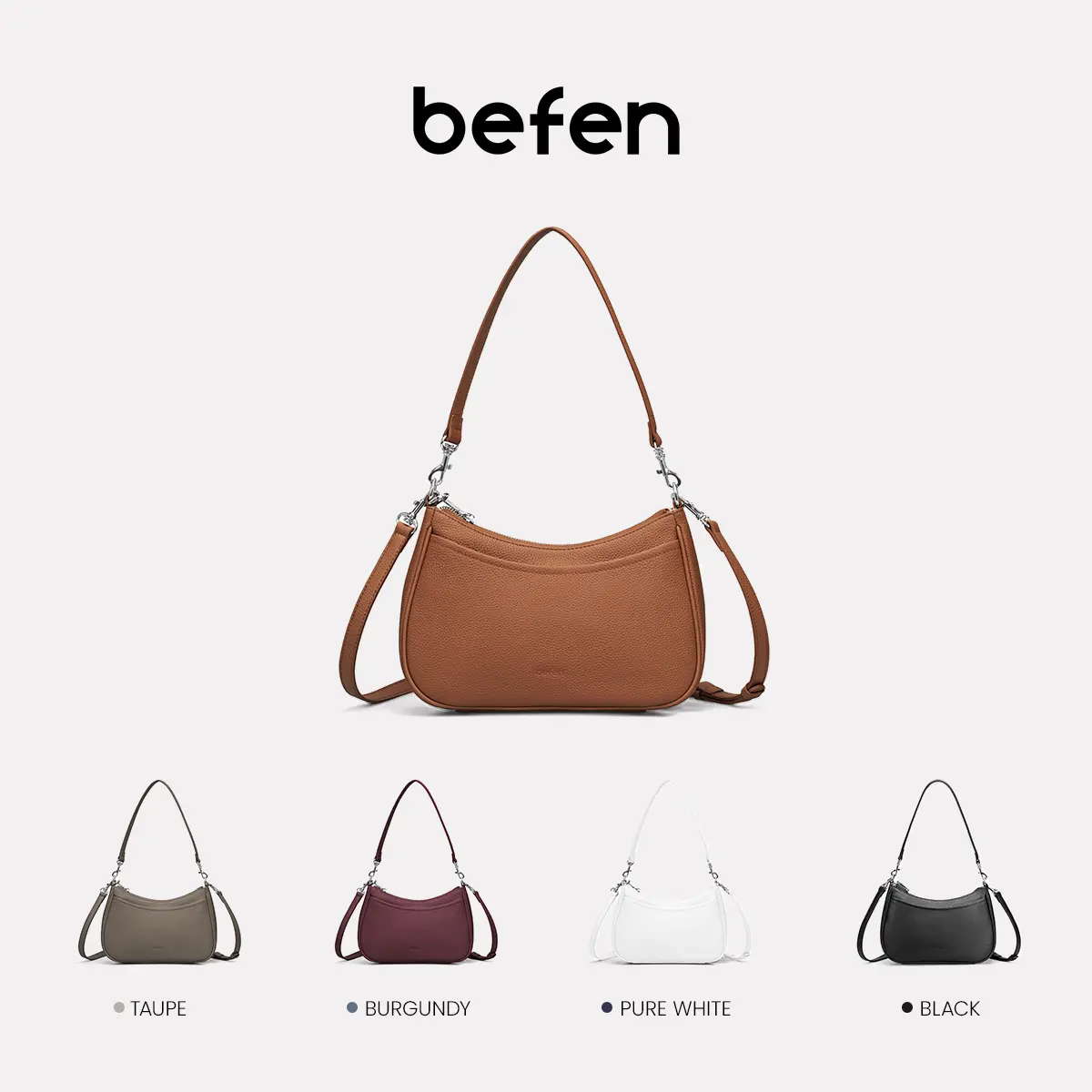 Women's Top Grain Genuine Leather Crescent Crossbody Bag - Anti-Theft Lock Buckle, RFID-Safe Pockets, Adjustable Strap, Zipper Closure for Everyday & Party Use