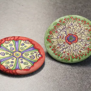 Sealife Buttons/pins Set of 2, Sea Anemone, Sea Urchin shell buttons, Beach lover gift, Nautical pins